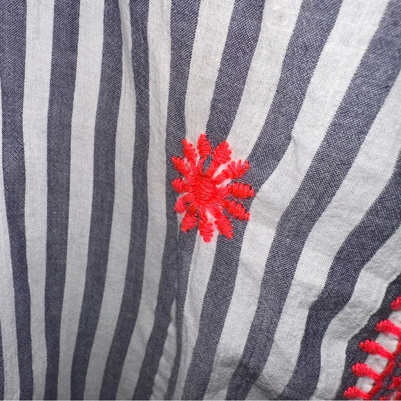 J.Crew Embroidered Tassels Swimwear Cover Up Dress Tunic Size Small Blue Coral - Picture 6 of 11